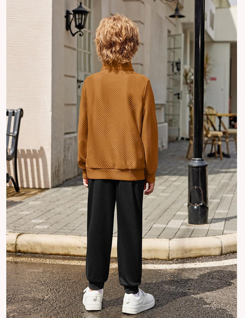 Arshiner Boys Half Zip Sweatshirt and Pants Outfit 2Pcs Set