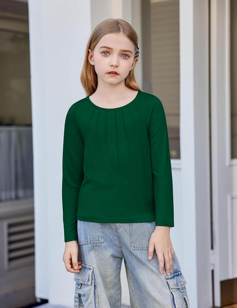 Arshiner Girls Pleated Long Sleeve Shirts