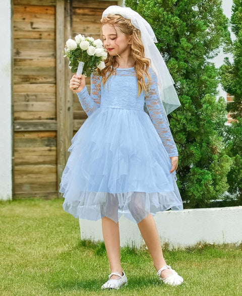 Arshiner Flower Girl Dress Toddler Contrast Lace Tutu Tulle Dresses