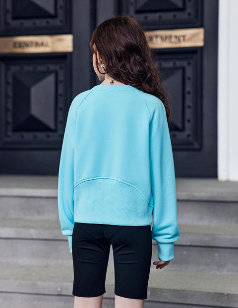 Arshiner Girls Sweatshirt Crop Tops Cropped Ribbed Shirts