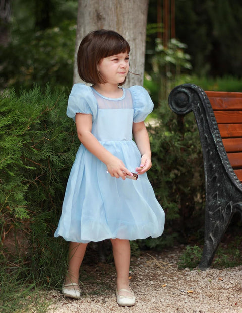 Arshiner Girls Dress Contrast Mesh Puff Flowy Bubble Hem Dresses