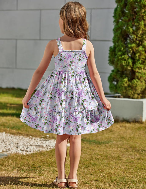 Arshiner Toddler Girl Dresses Casual Sleeveless Swing Flowy Sundress
