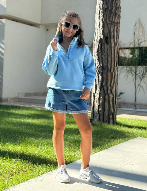 Arshiner Girls Half Zip Sweatshirt Fleece Quarter Pullover