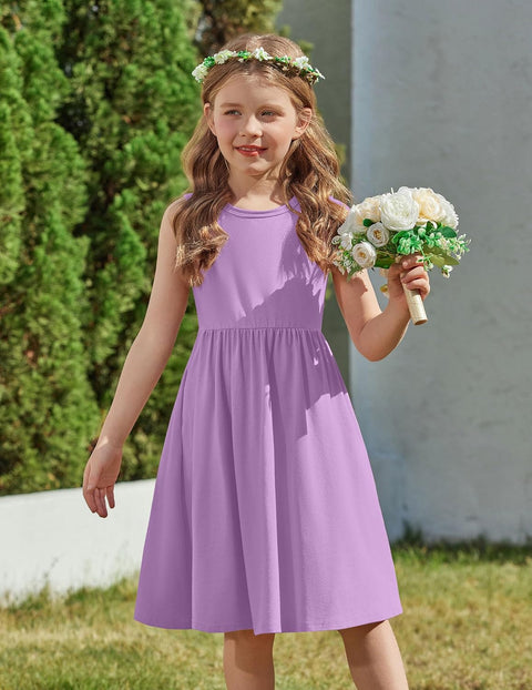 【2-6Y】Arshiner Toddler Girls Dress Back Bowknot Twirly Sundress with Pockets