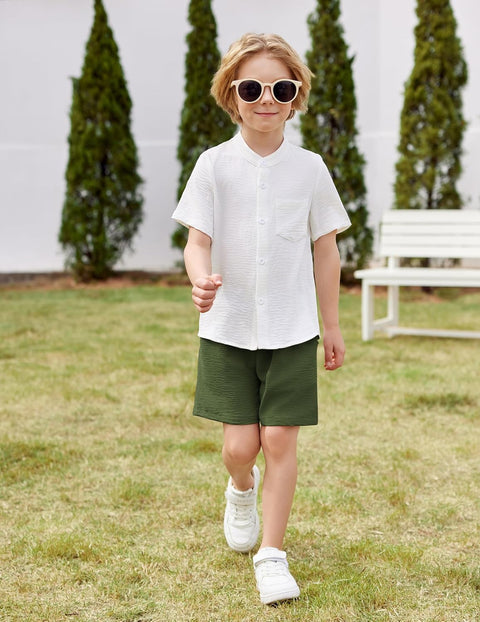 Arshiner Toddler Boys Piece Set Shirt and Shorts Outfits with Pocket 2-8 Years