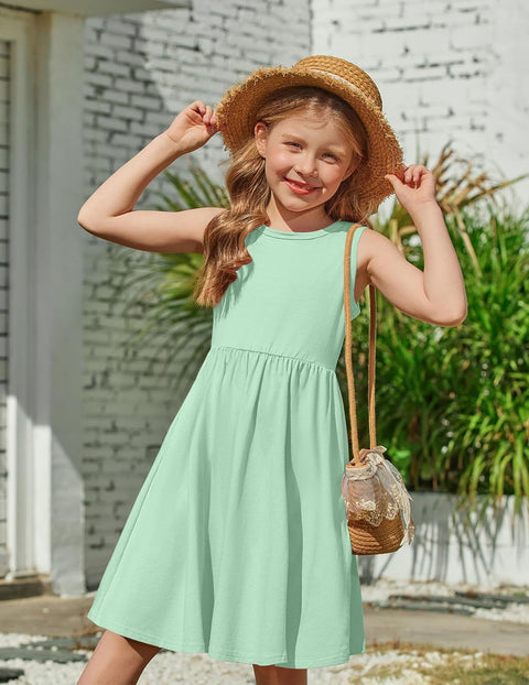 【2-6Y】Arshiner Toddler Girls Dress Back Bowknot Twirly Sundress with Pockets