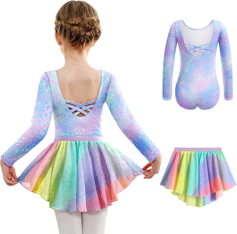 Arshiner Girls Ballet Leotards with Chiffon Dance Skirt