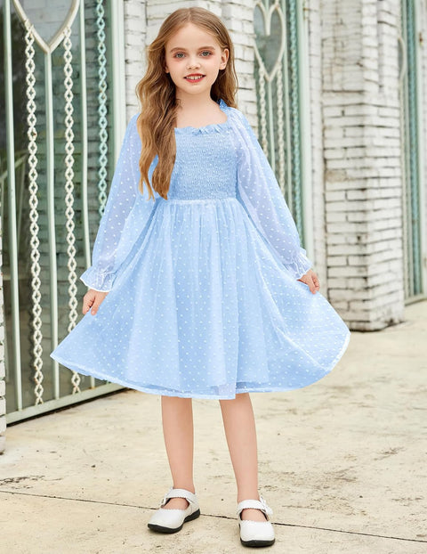 Arshiner Girl Tulle Dress Winter Long Sleeve Teen Girls Party Dresses