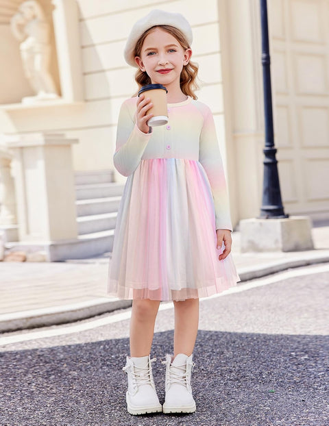 Arshiner Toddler Girls Tutu Dress Long Sleeve Party Dresses