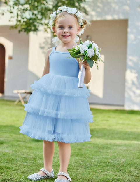 Arshiner Toddler Girls Tulle Dress Tiered Ruffle Fluffy Tutu Dresses 2-8 Years