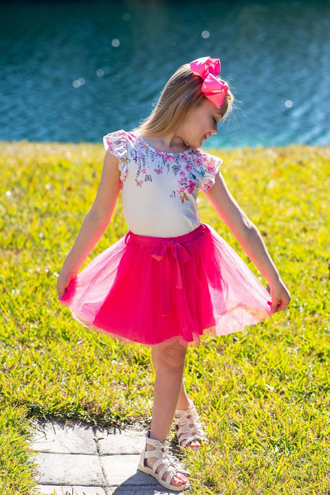 Arshiner Toddler Girls Skirt Set Ruffle Sleeve Tops and Belt Tutu Skirts