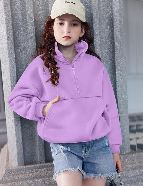 Arshiner Girls Half Zip Sweatshirt Fleece Quarter Pullover