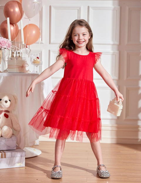 Arshiner Toddler Baby Girl Dress Ruffle Sleeveless Tulle Dresses 2-6