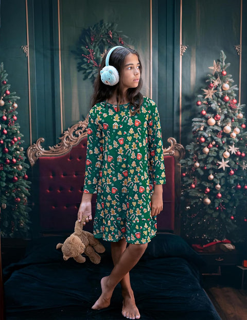 Arshiner Girls' Sleepwear Long Sleeve Cute Nightie Pajama Dress
