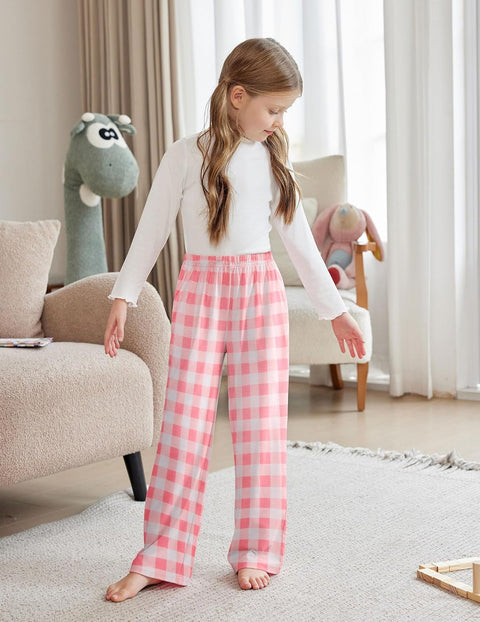 Arshiner Pajama Pants for Girls Long Sleep Plaid Pants