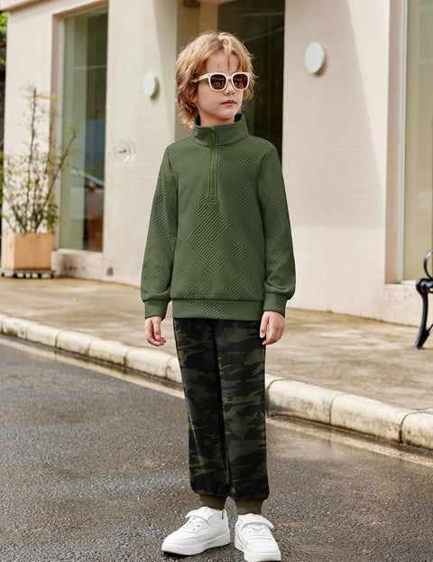 Arshiner Boys Half Zip Sweatshirt and Pants Outfit 2Pcs Set