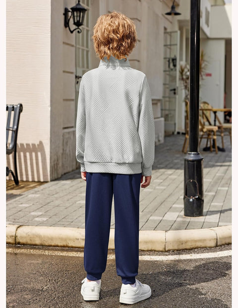 Arshiner Boys Half Zip Sweatshirt and Pants Outfit 2Pcs Set