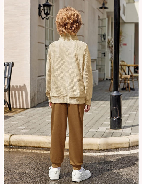 Arshiner Boys Half Zip Sweatshirt and Pants Outfit 2Pcs Set