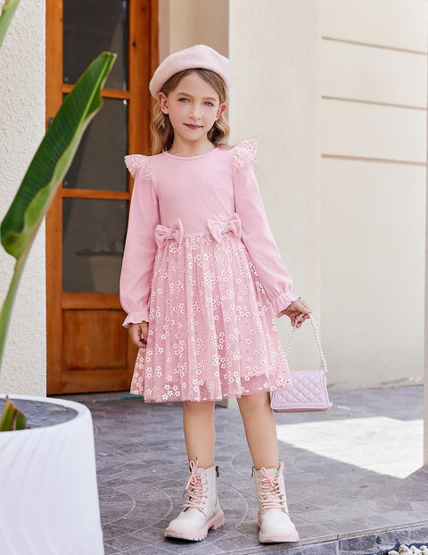 Arshiner Girls Tulle Dresses with Bow Tie Party Dress