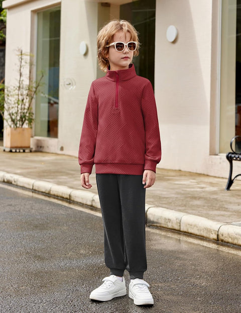 Arshiner Boys Half Zip Sweatshirt and Pants Outfit 2Pcs Set