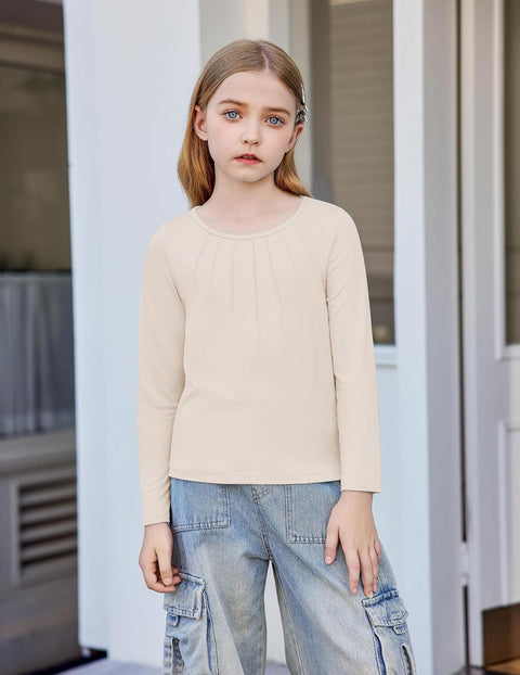 Arshiner Girls Pleated Long Sleeve Shirts