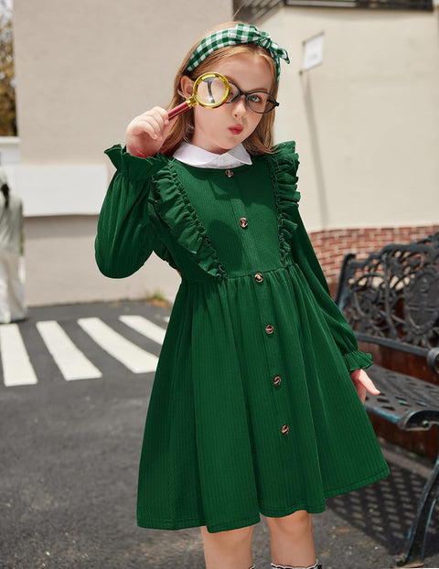 Arshiner Toddler Sweater Dress Ruffle Ribbed Knit Dresses