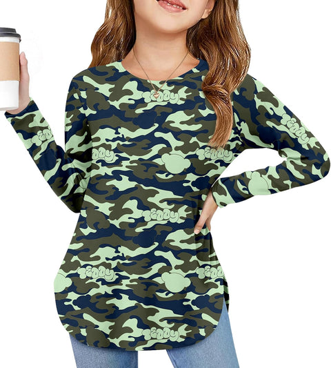 Arshiner Girls Long Sleeve T Shirts Hem Side Soft Tops