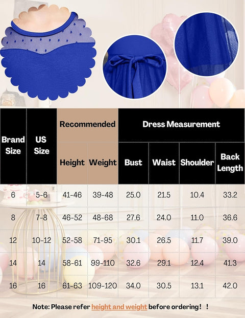 Arshiner Girls Dresses Formal Party Tulle Contrast Mesh Dress with Belt