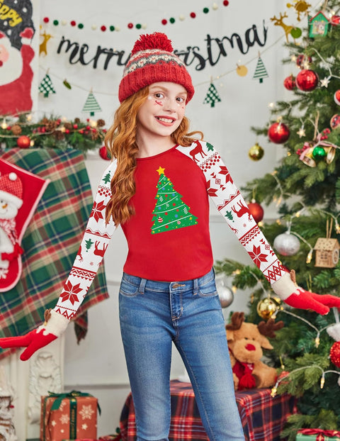 Arshiner Girls Raglan Long Sleeve Shirts Soft Tunic Tops