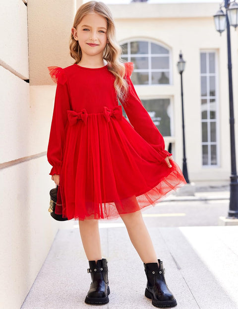 Arshiner Girls Tulle Dresses with Bow Tie Party Dress