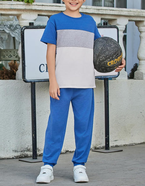 Arshiner Boy's Pants Set - 2 Piece ColorBlock T-Shirt and Pants