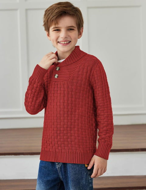 Arshiner Boys Long Sleeve Textured Ribbed Edge Pullover Sweaters