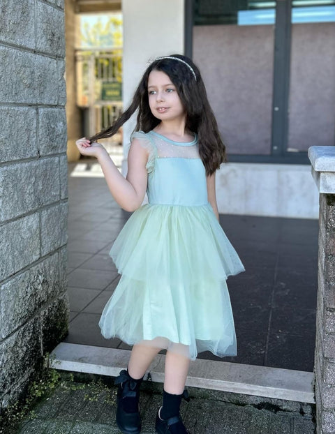 Arshiner Toddler Girls Tutu Sundress Ruffle Sleeve Double Fluffy Tiered Dresses
