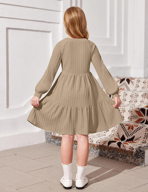 Arshiner Girls Dresses Lantern Long Sleeve Casual Dress