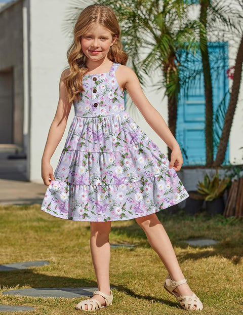 Arshiner Toddler Girl Dresses Casual Sleeveless Swing Flowy Sundress