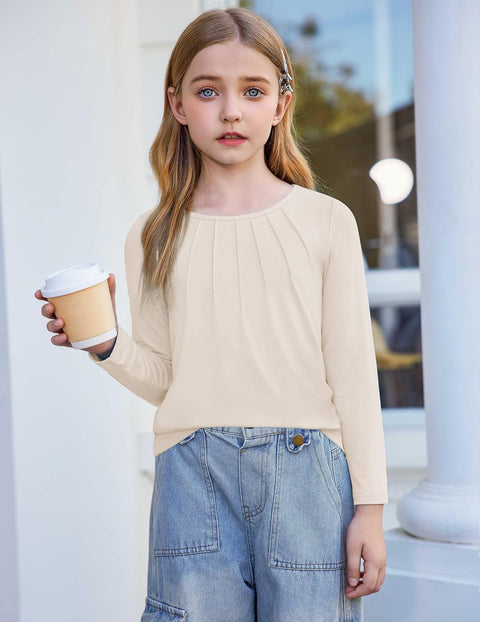 Arshiner Girls Pleated Long Sleeve Shirts