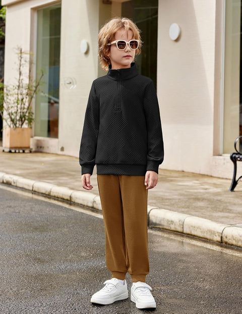 Arshiner Boys Half Zip Sweatshirt and Pants Outfit 2Pcs Set