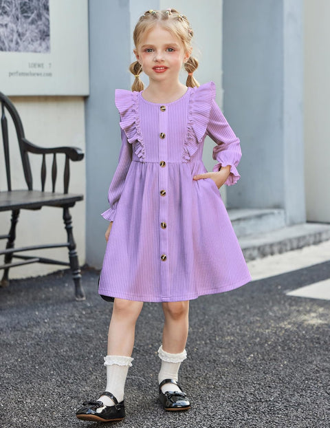 Arshiner Toddler Sweater Dress Ruffle Ribbed Knit Dresses