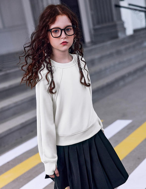 Arshiner Girls Sweatshirt Crop Tops Cropped Ribbed Shirts