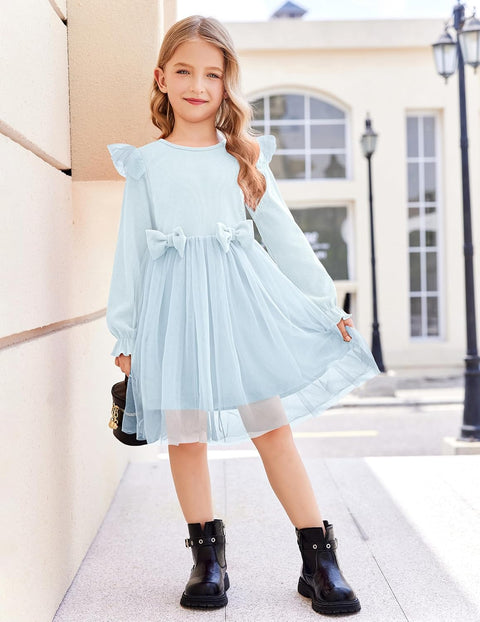 Arshiner Girls Tulle Dresses with Bow Tie Party Dress