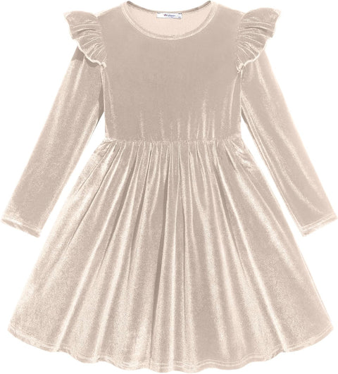 Arshiner Toddler Velvet Dress Little Girls Ruffle Dresses