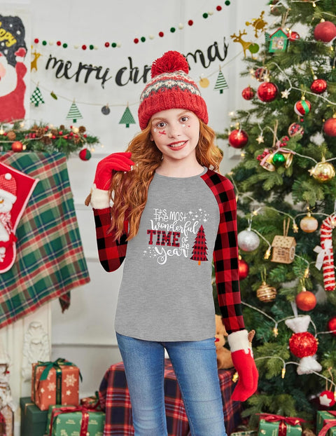 Arshiner Girls Raglan Long Sleeve Shirts Soft Tunic Tops