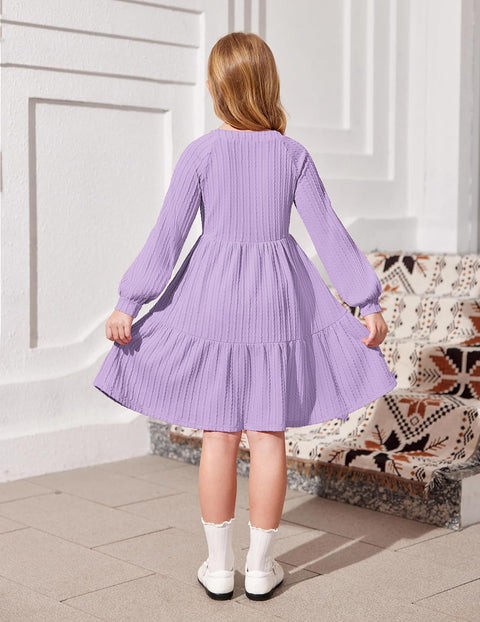 Arshiner Girls Dresses Lantern Long Sleeve Casual Dress