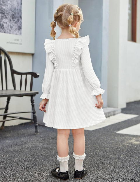 Arshiner Toddler Sweater Dress Ruffle Ribbed Knit Dresses