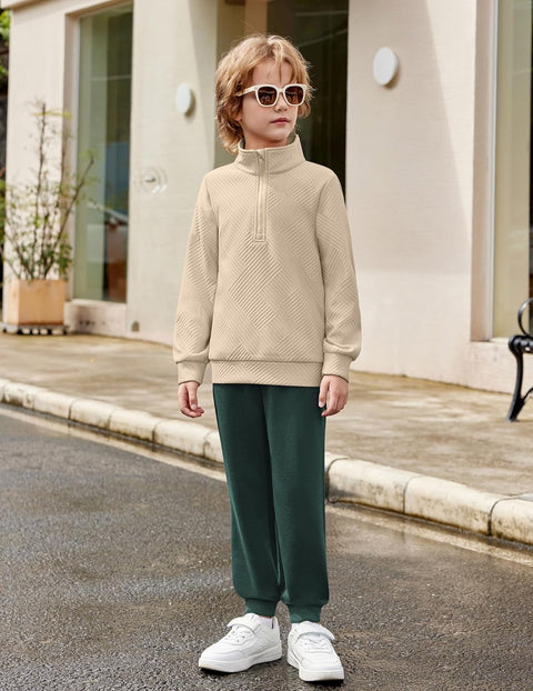 Arshiner Boys Half Zip Sweatshirt and Pants Outfit 2Pcs Set