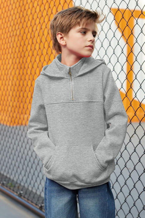 Arshiner Boy's Loose Fit Quarter-Zip Pullover Hoodie Sweatshirt