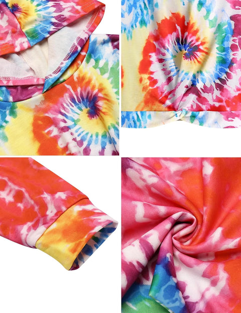 Arshiner Girls Hoodie Twist Front Tie Dye Hooded Sweatshirt