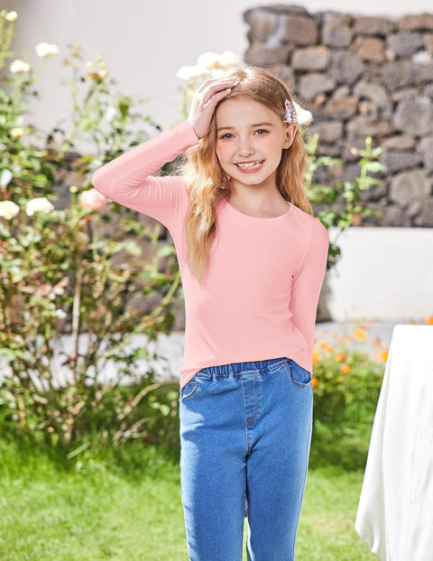 Arshiner Girls Long Sleeve Ribbed Knit Shirts