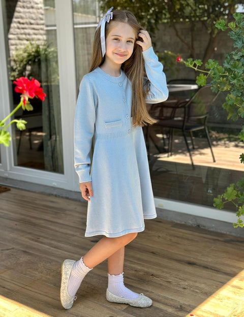 Arshiner Girls Sweater Dress Long Sleeve Button Knit Dresses