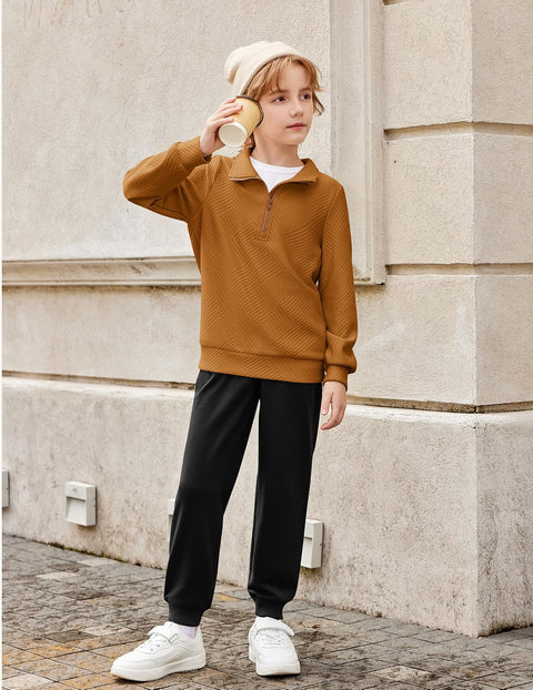 Arshiner Boys Half Zip Sweatshirt and Pants Outfit 2Pcs Set